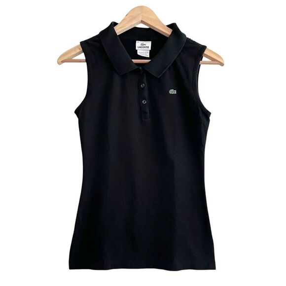 NOT FOR SALE Lacoste Black Sleeveless Polo Shirt - Picture 1 of 5